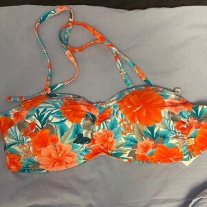 La Vie En Rose Floral Bikini Top - Orange and Blue